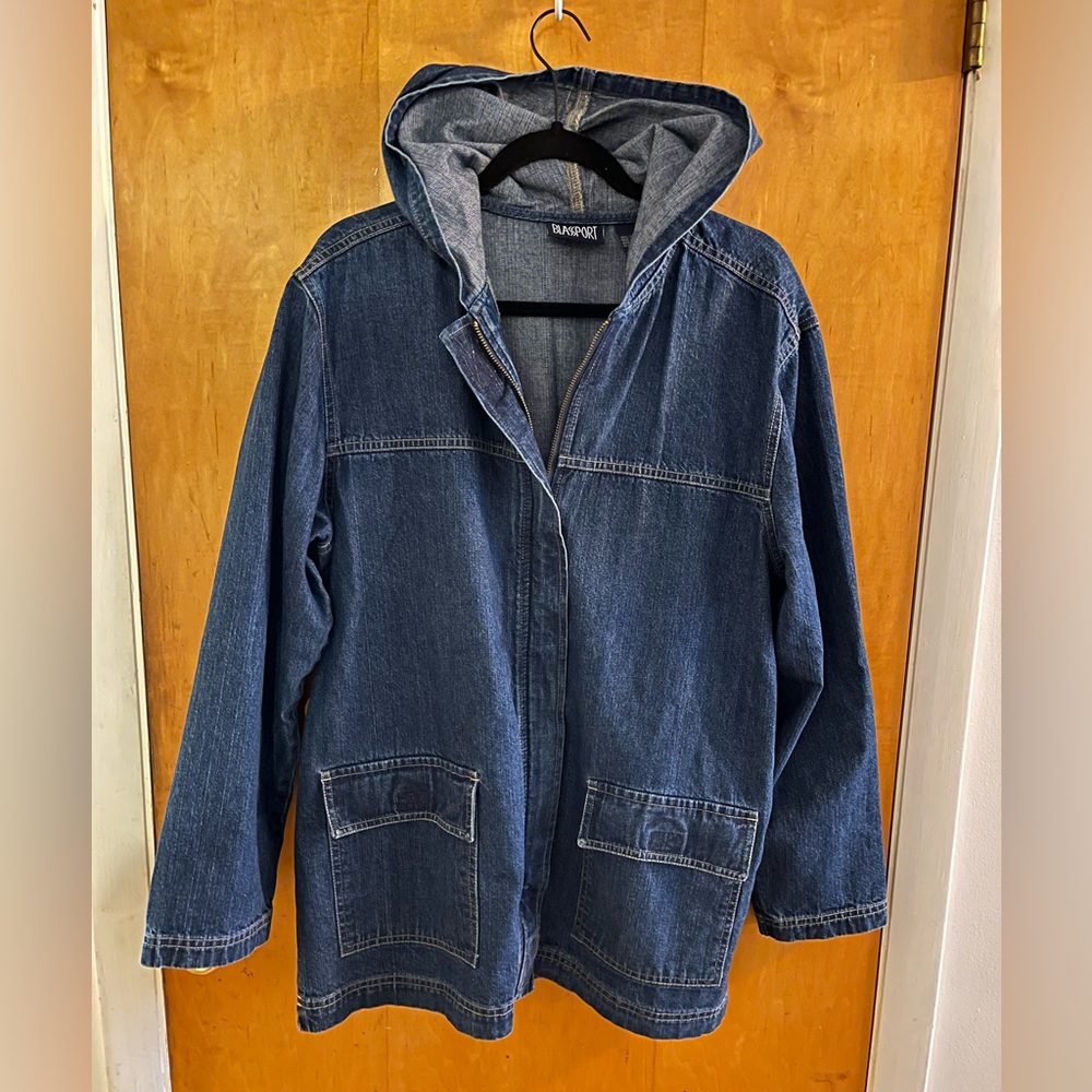 Vintage Blassport Denim Hooded Zip Up Jacket
